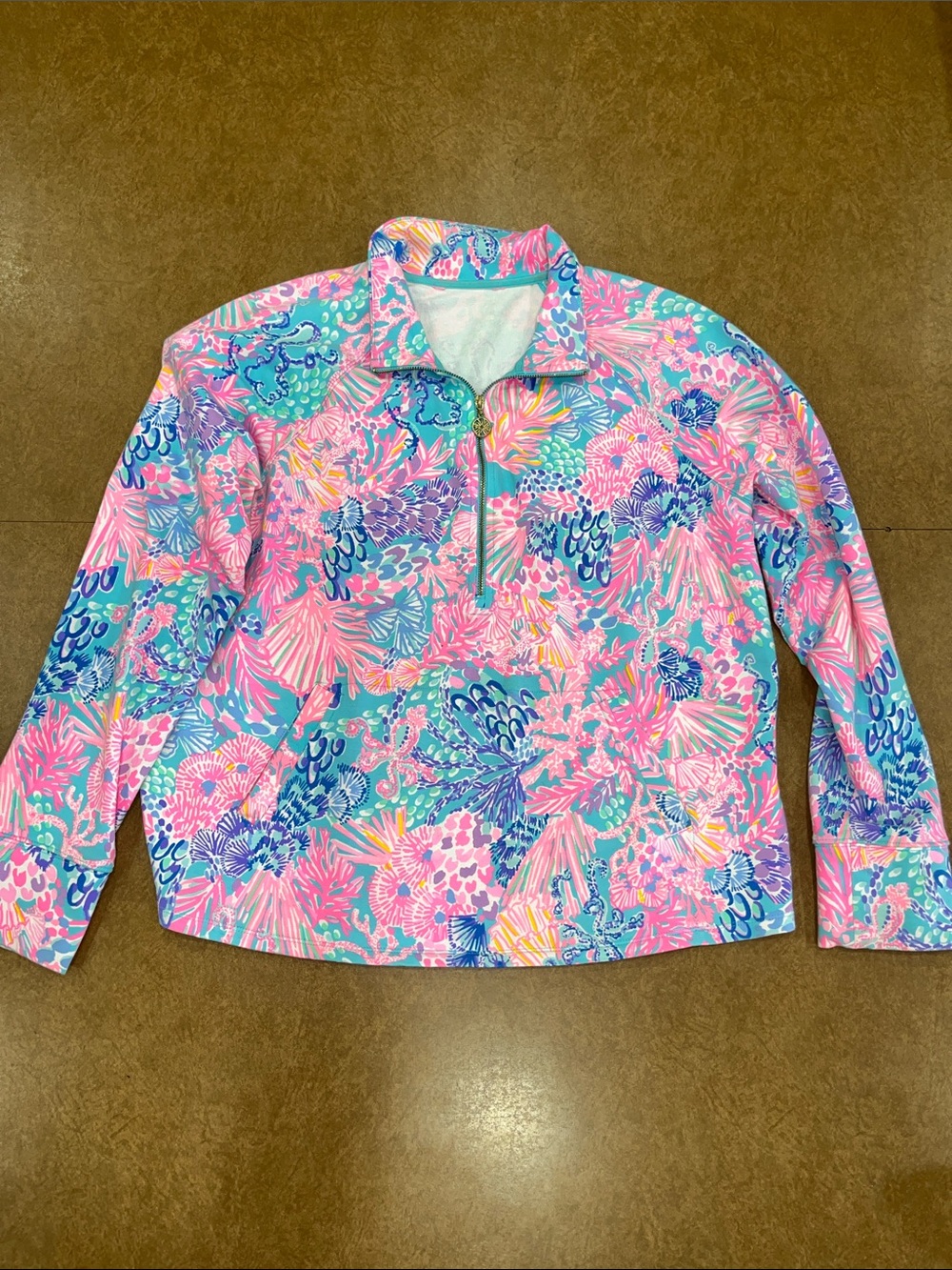 Lilly Pulitzer Skipper Popover Splendor In The Sand 1/4-Zip • NO Size Tag
